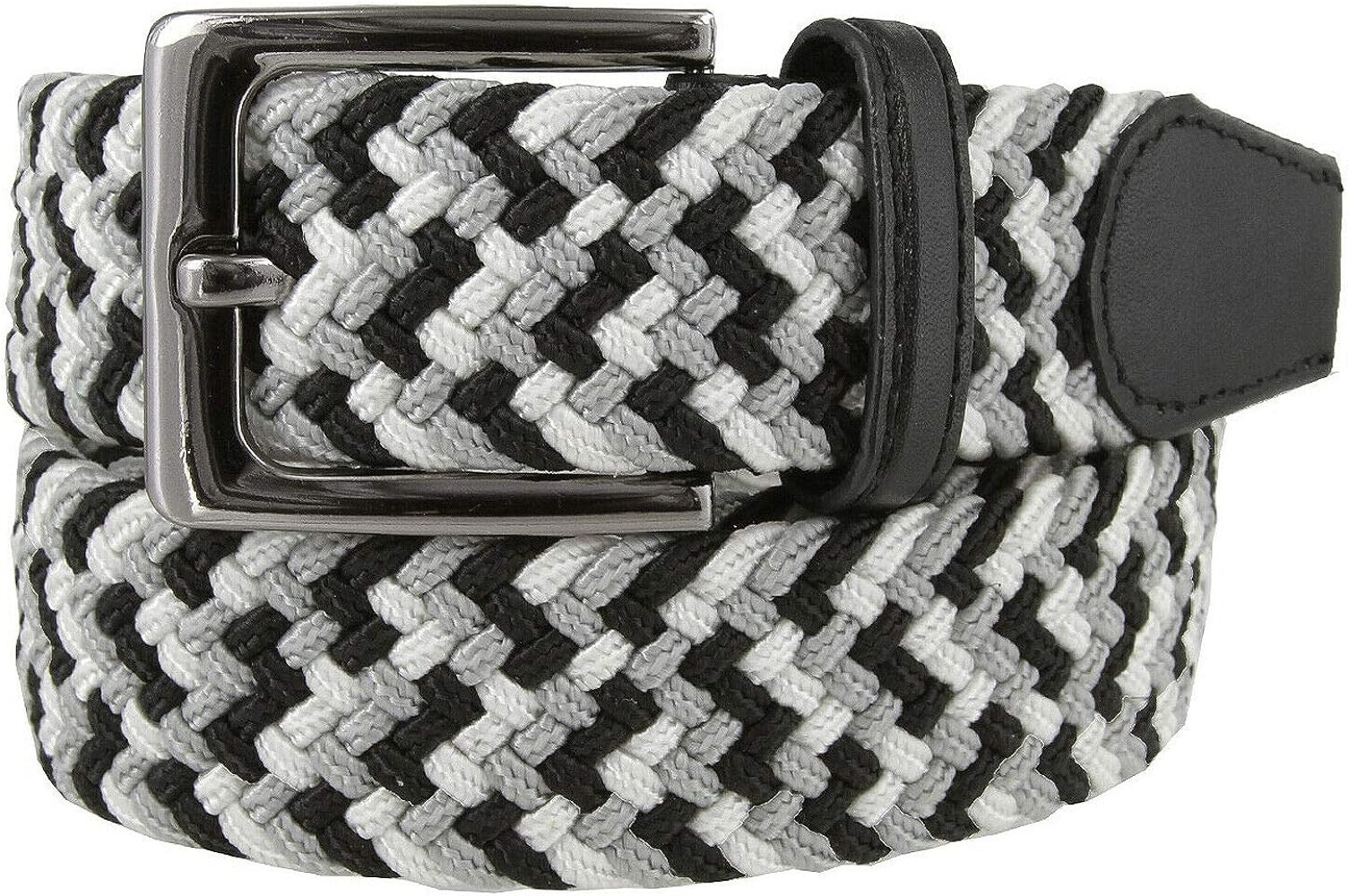 Braided Elastic Stretch Belt Casual Weave Canvas Fabric Woven Golf Belt 1-3/8" Wide | Amazon (US)