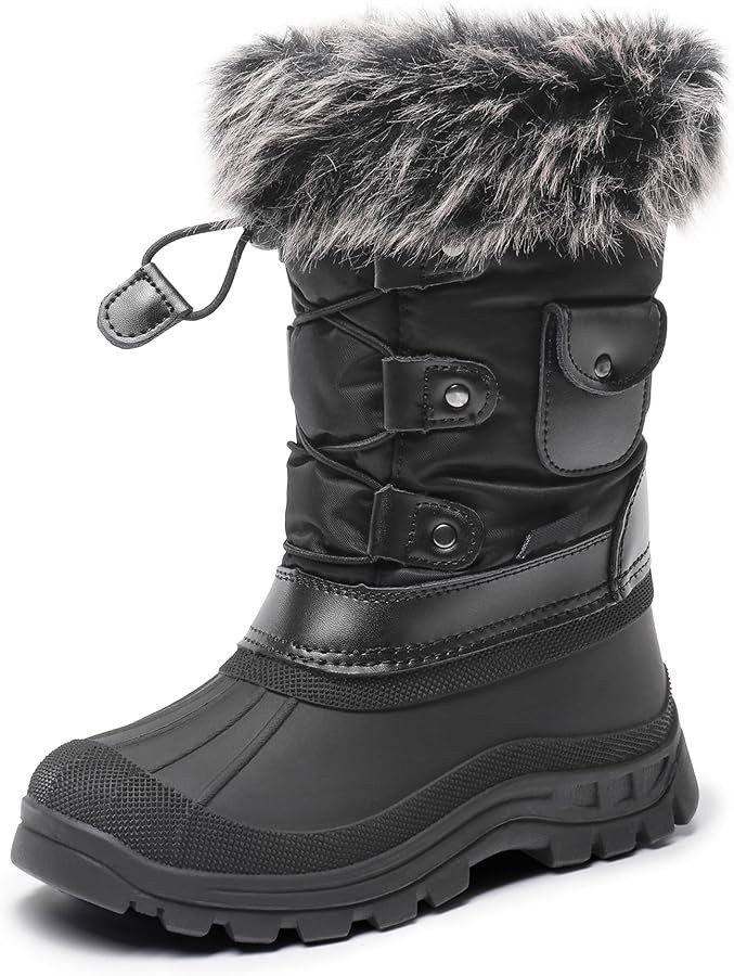 DREAM PAIRS Boys Girls Snow Boots Waterproof Outdoor Warm Cozy Anti-Slip Mid Calf Faux Fur Lining... | Amazon (US)