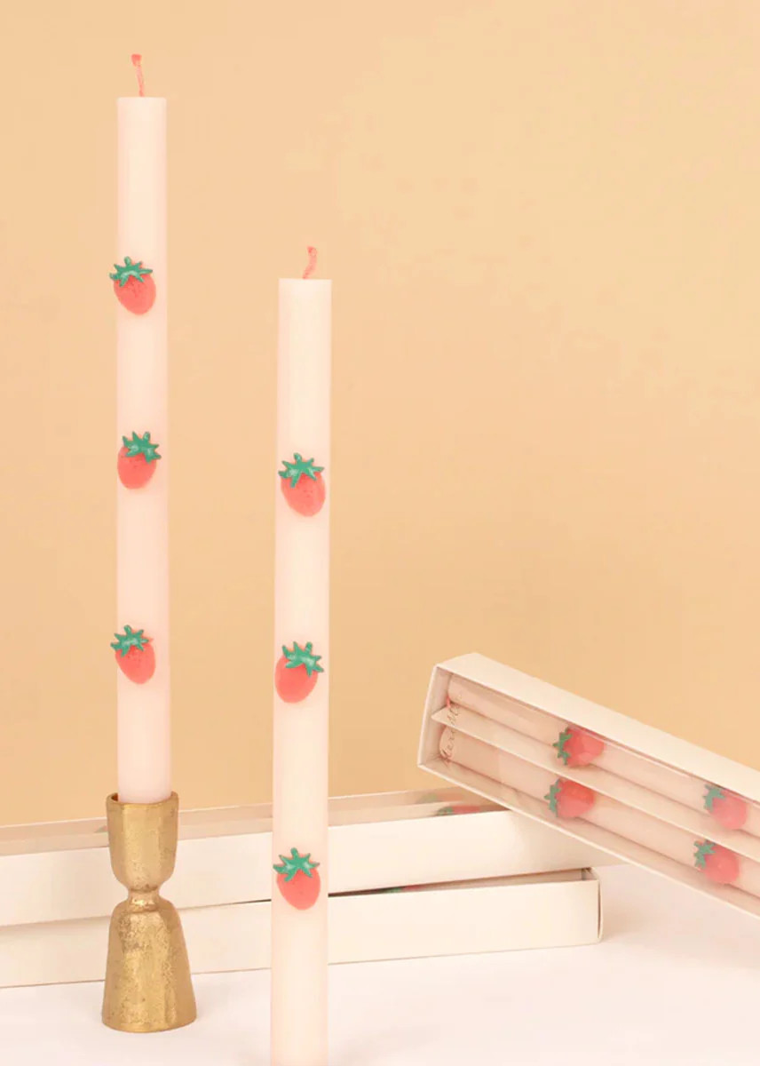 Strawberry Table Candles (Set of 2) | Alice & Wonder