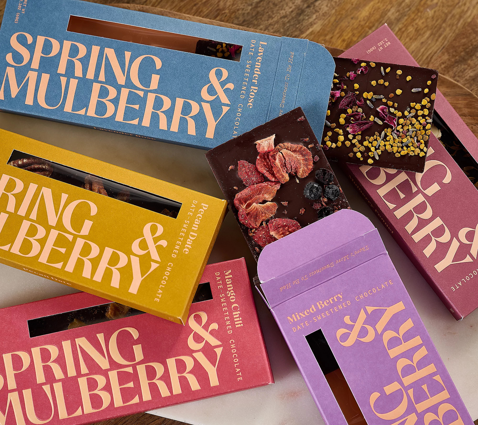 Spring & Mulberry (5) 2.1oz Dark Chocolate Bars w/ Fruit & Nuts | QVC