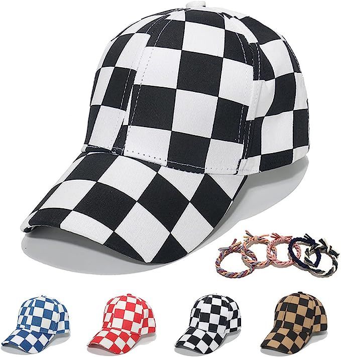 HAOOIE Unisex Checkered Print Baseball Cap Cotton Retro Dad Hat for Men Women Outdoor Sun Hats | Amazon (US)
