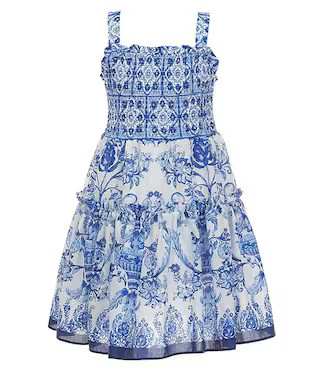 Big Girls 7-16 Floral Print Sleeveless Smocked Dress | Dillard's
