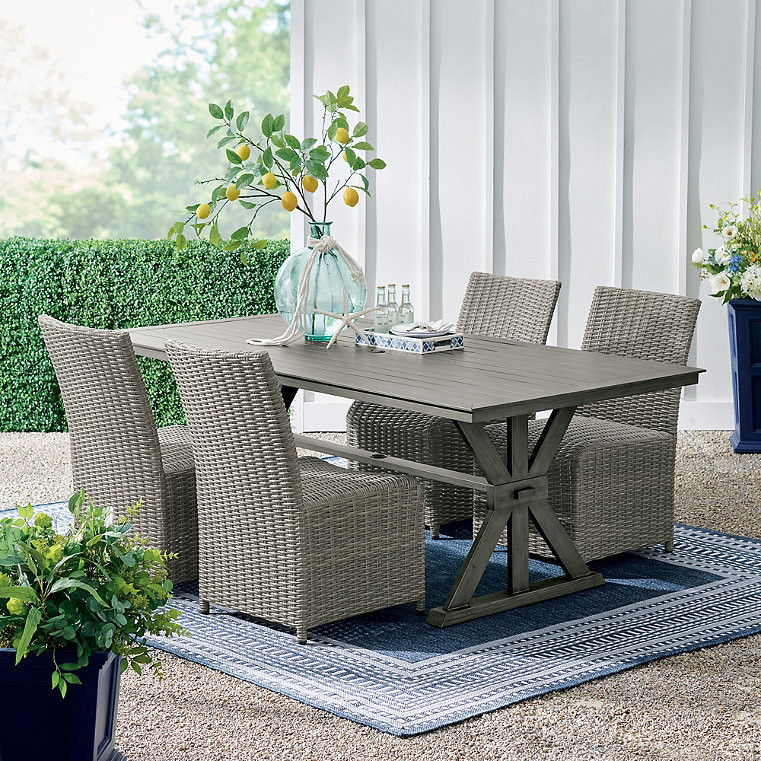 Montville 5-Piece Outdoor Dining Set - Gray - Grandin Road | Grandin Road