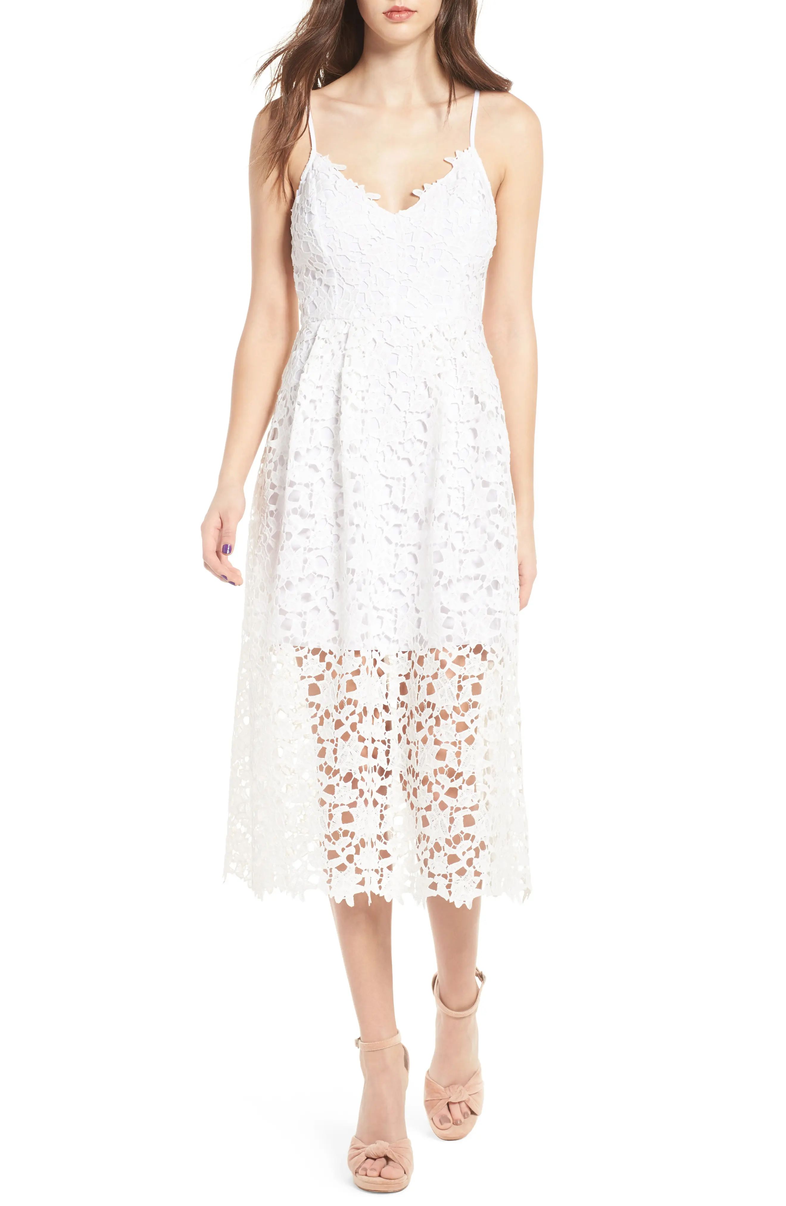 Women's Astr The Label Lace Midi Dress, Size X-Large - White | Nordstrom