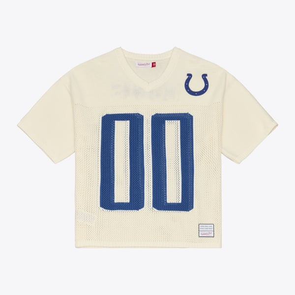 Indianapolis Colts Cream Retro Roots Short Sleeve Sweater Jersey | Mitchell & Ness