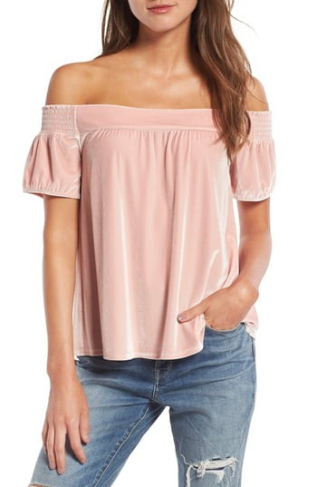 Women's Hinge Off The Shoulder Velvet Top | Nordstrom