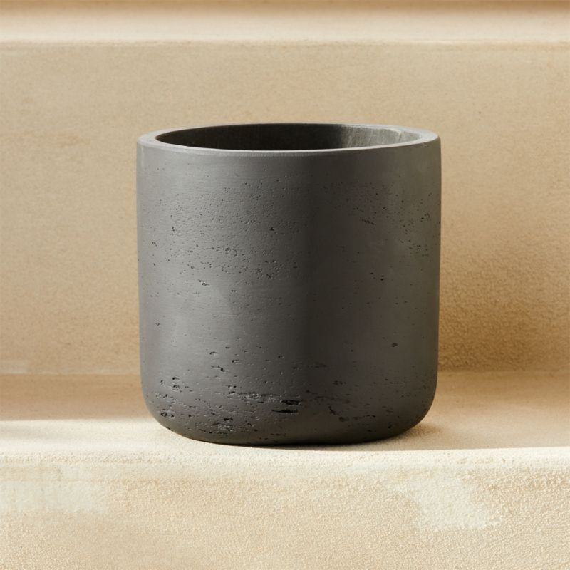 Seminyak Black Modern Indoor/Outdoor Cement Planter 5.75" + Reviews | CB2 | CB2