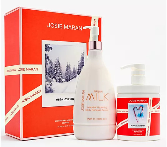 Josie Maran Mega-Size 20oz Argan Body Butter & Milk Body Serum Set | QVC
