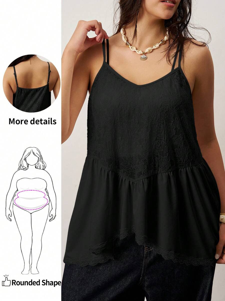 Enliva Plus Size Women Solid Color Minimalist Loose Camisole, For Apple And Rounded Body Shape | SHEIN