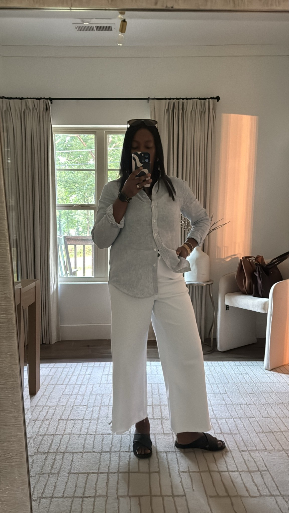 Tuesday workday OOTD casual Chic 
White denim and linen shirt. Quince top size small! Perfect for everyday wear.

#LTKootd #LTKOver40 #LTKgrwm