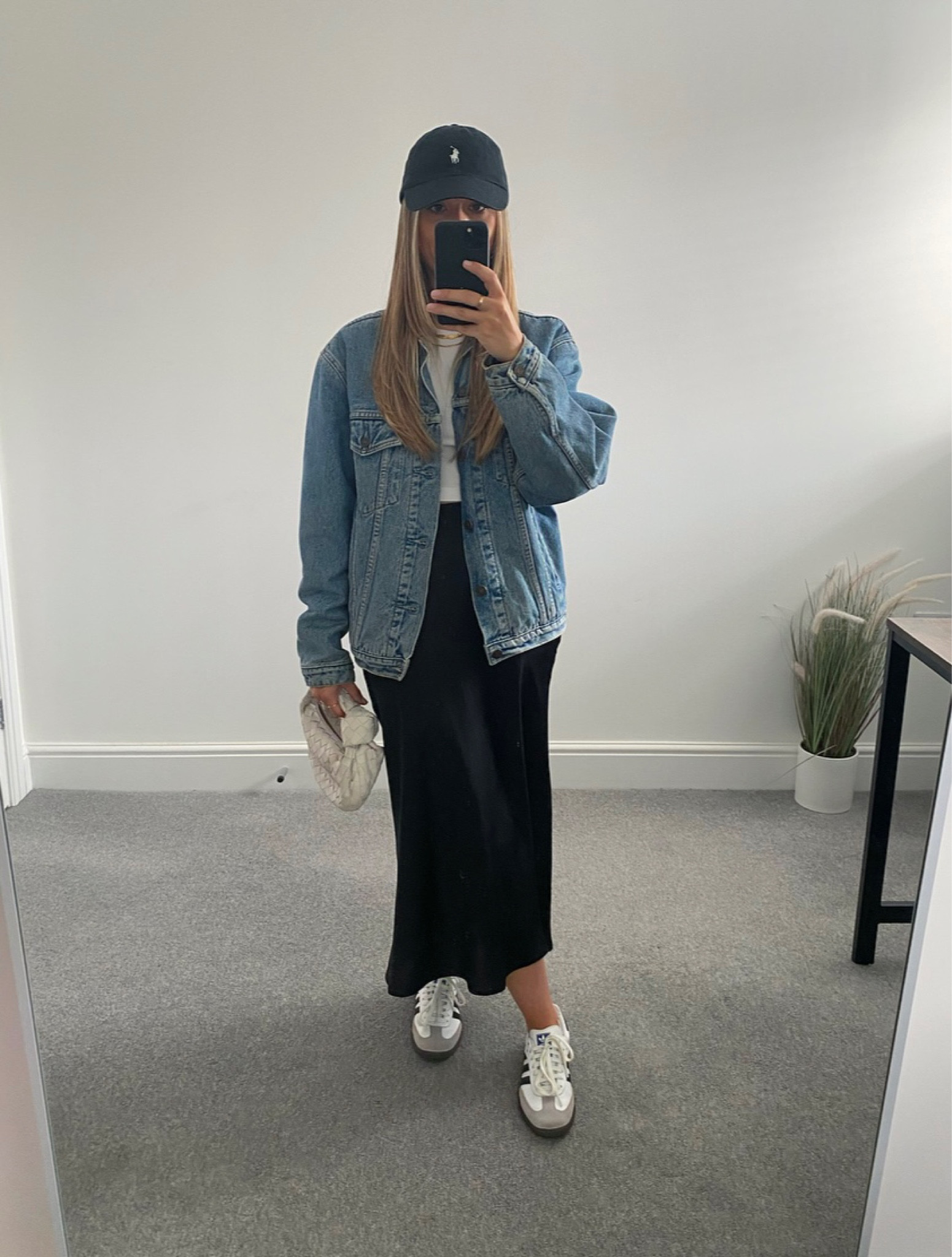 satin dress with denim jacket Satin Layer