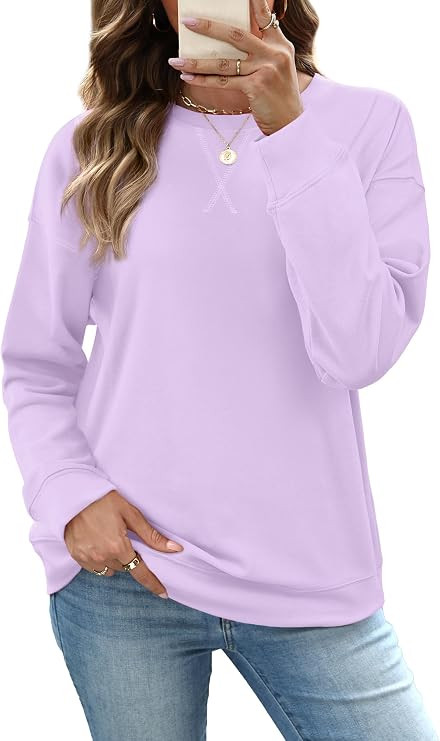 RUMIA Women's Crew Neck Sweatshirt Long Sleeve Tops for Women Fall Clothes | Amazon (US)