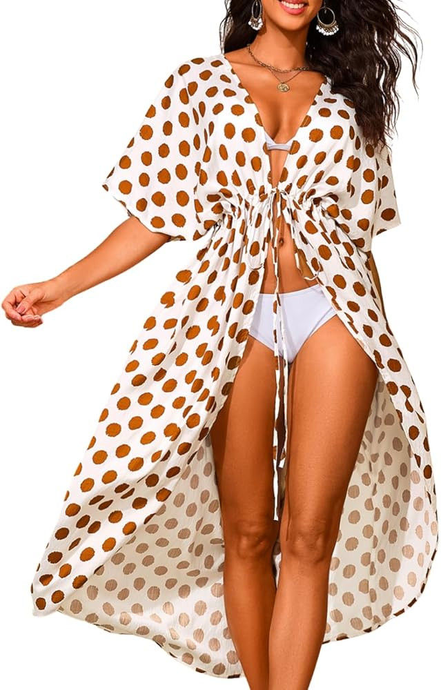 Women's 2026 Beach Coverup Fits 0-16, Open Front Kimono Cardigan, Flowy Boho Dress for Summer Vac... | Amazon (US)
