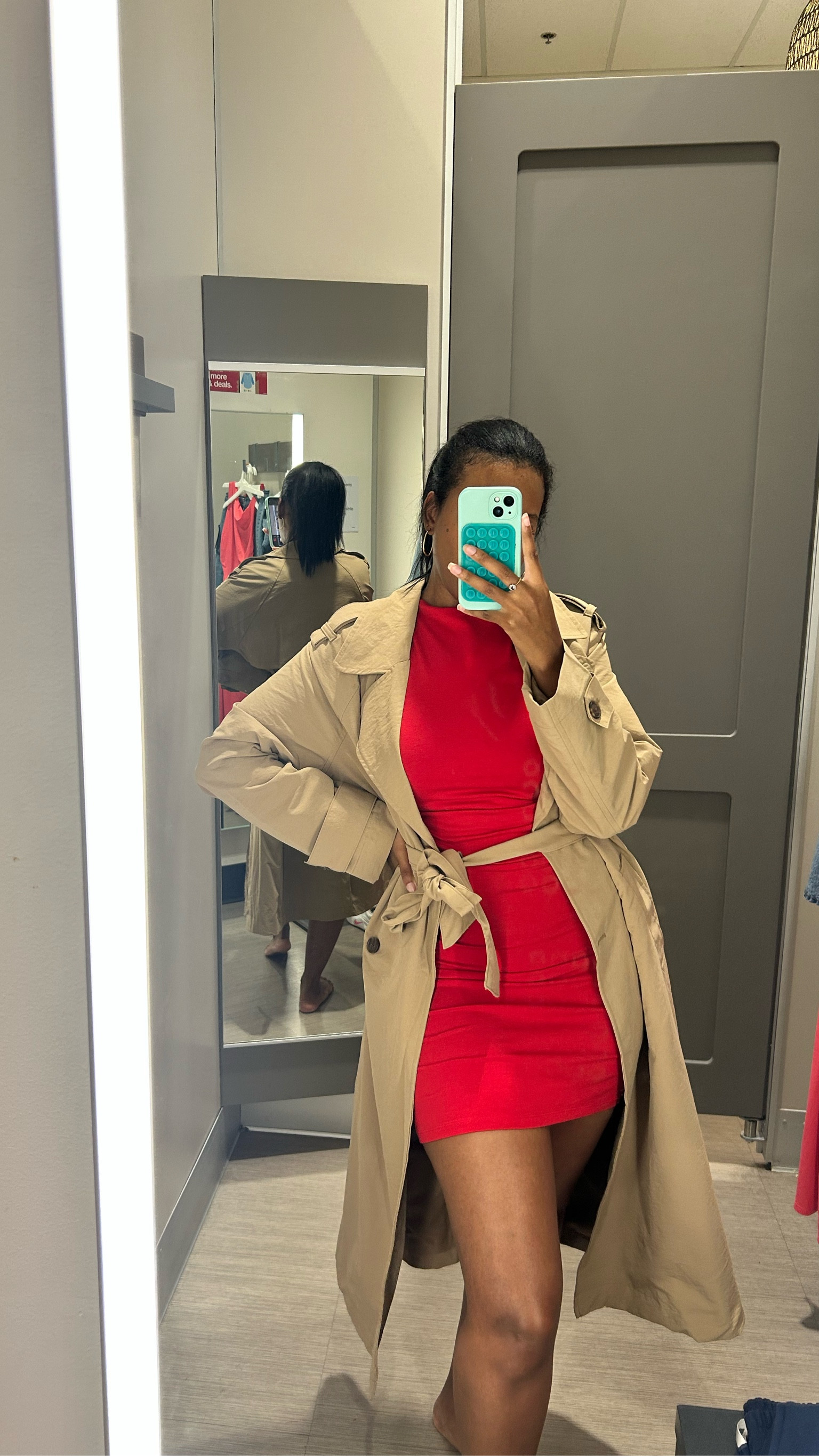 Red mini dress paired with a camel trench coat 😍 
Fall outfit 

#LTKStyleTip #LTKFindsUnder50 #LTKFallSale