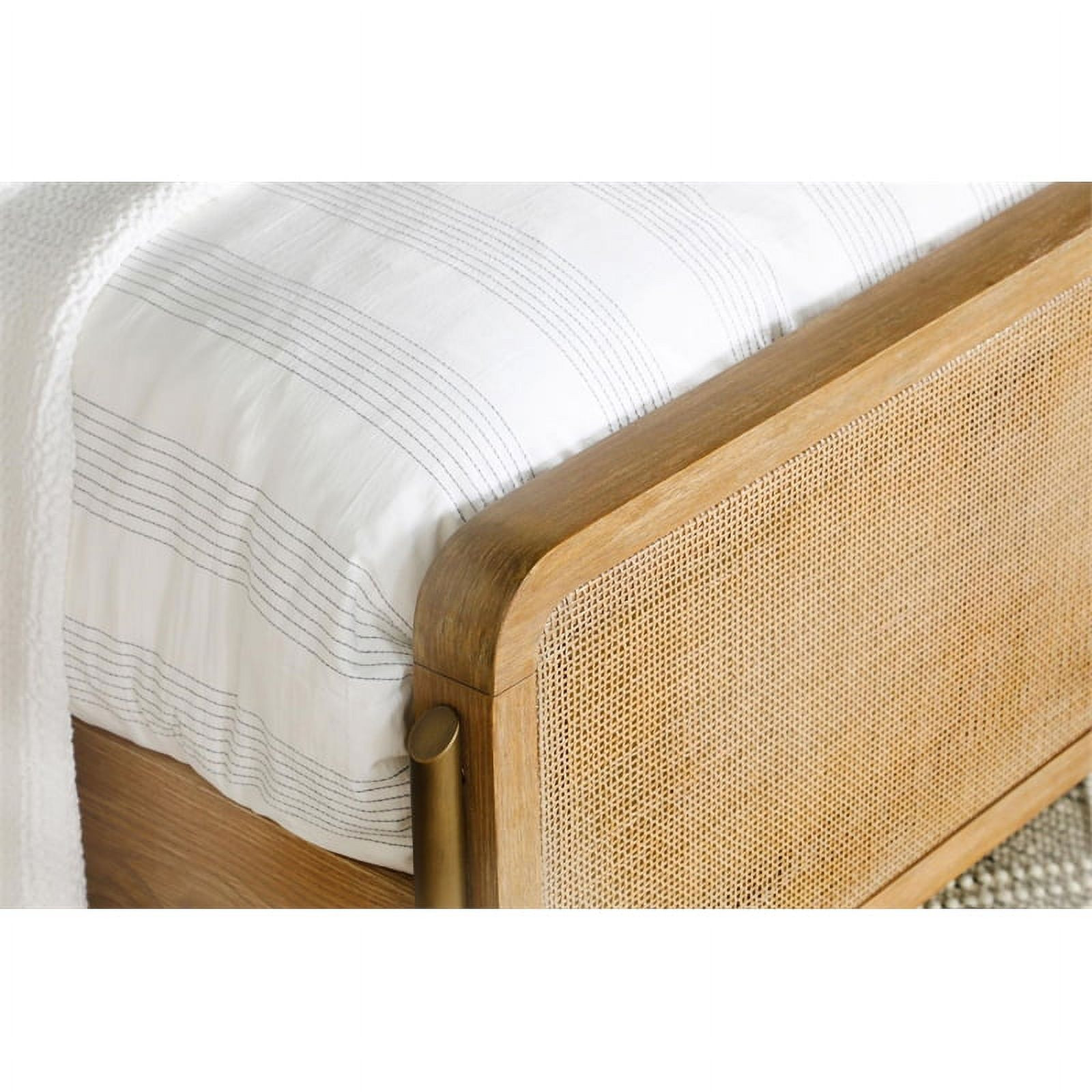 Arini Upholstered Eastern King Panel Bed Sand Wash and Natural Cane - Walmart.com | Walmart (US)