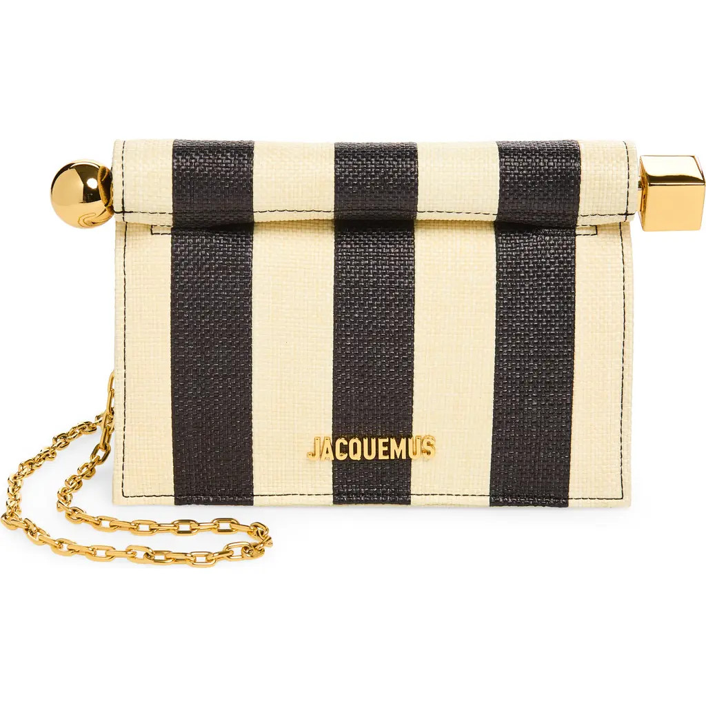 Jacquemus La Petite Pochette Rond Carré Nylon Clutch in Natural/black 1Fy at Nordstrom | Nordstrom