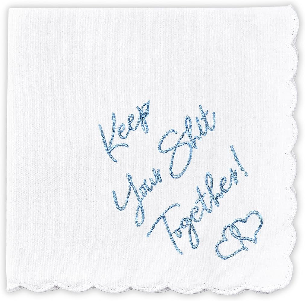W&F GIFT Something Blue Wedding Gift Embroidered Handkerchief | Keep Your Shit Together! | Weddin... | Amazon (US)