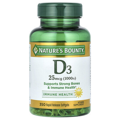 Nature's Bounty, D3, 25 mcg (1,000 IU), 350 Rapid Release Softgels | iHerb