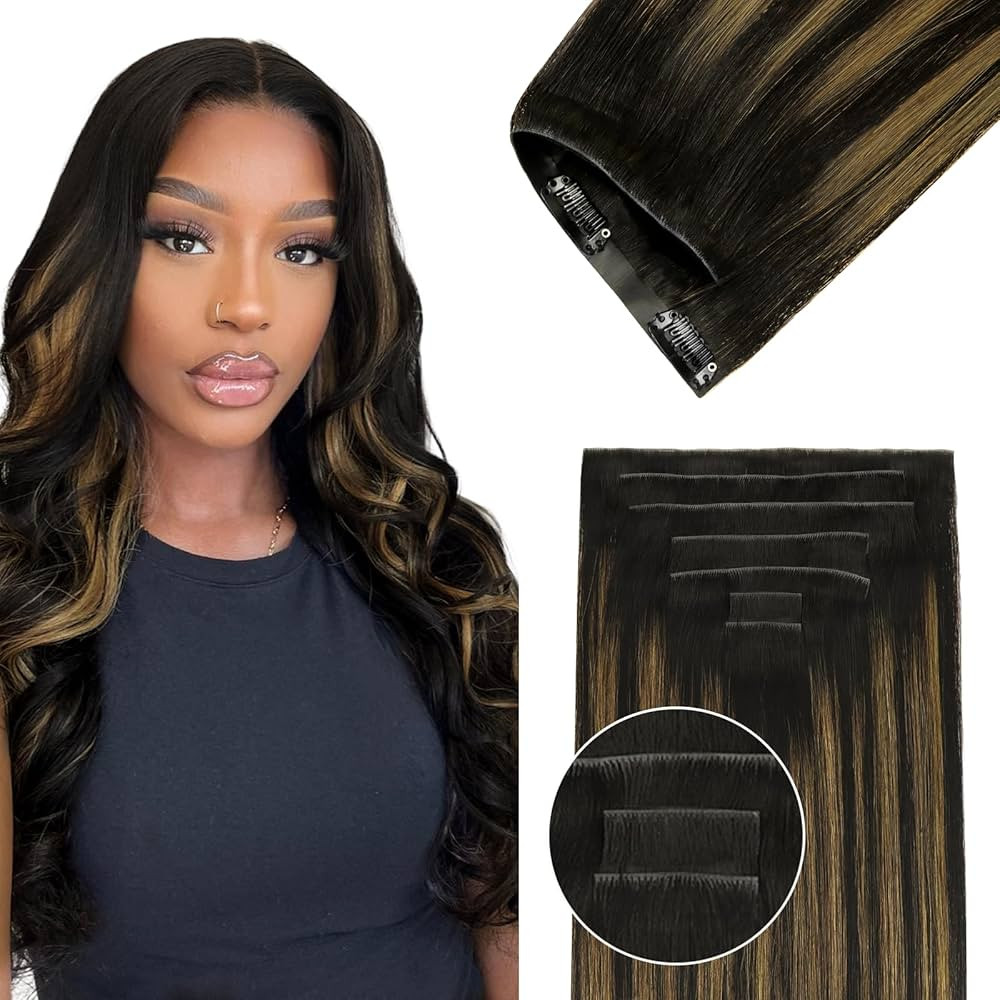 Lashey Invisi Edge Clip in Hair Extensions 14 Inch 110g 7pcs Injected Seamless PU Clip in Hair Ex... | Amazon (US)