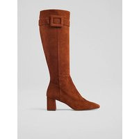 Carlotta Tan Covered Buckle Knee High Boot, Tan | L.K. Bennett (UK)