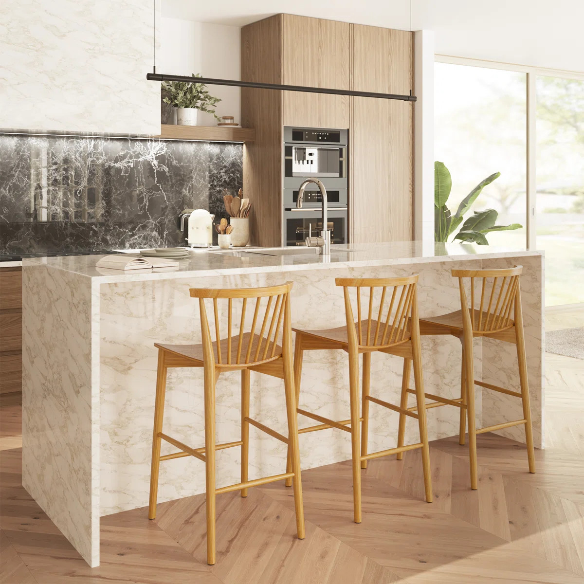 Tybee 25'' Solid Wood Counter Stool | Wayfair North America