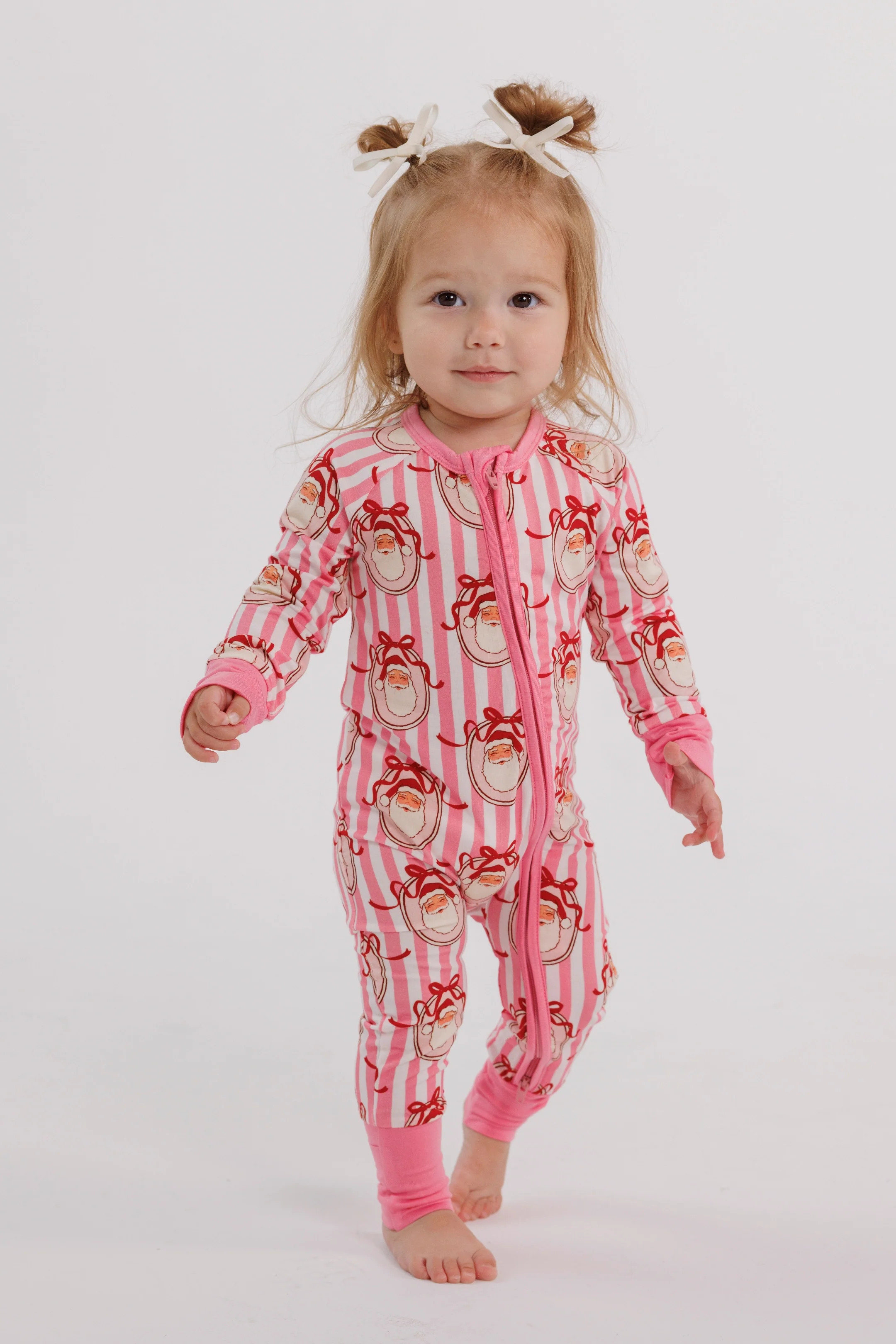 Pink Santa Claus Lane Zipper Romper | Bamboo Baby Pajamas | In My Jammers | In My Jammers