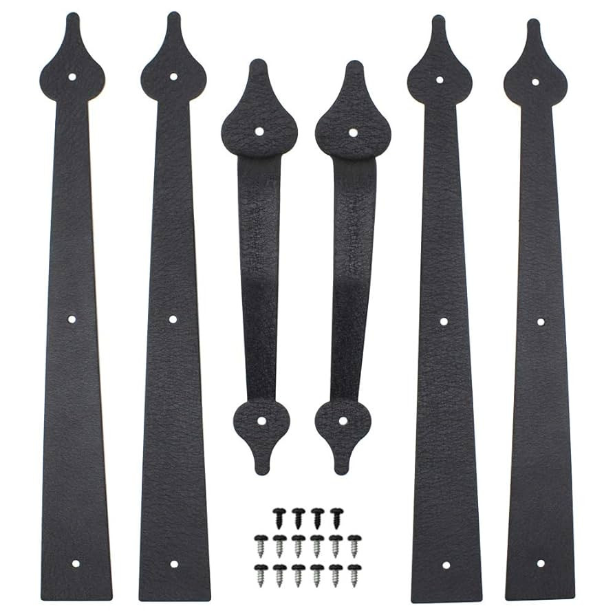 WINSOON Decorative Metal Garage Door Hardware Screw in Carriage House Accents Dummy Hinges Handle... | Amazon (US)