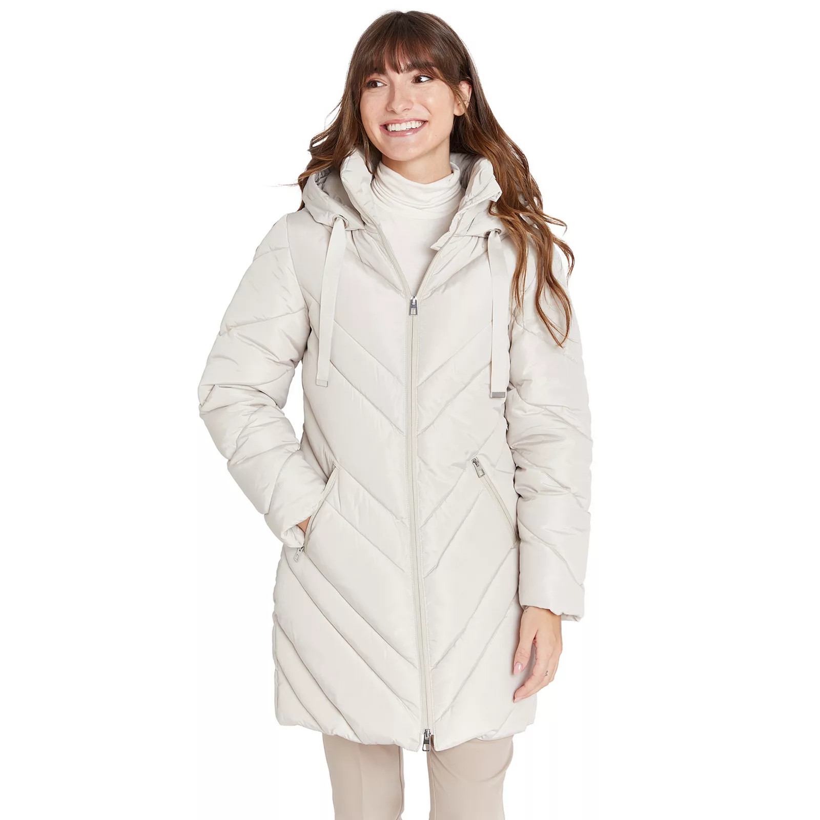 Women's Nine West Chevron Quilted Puffer Jacket | Kohl's