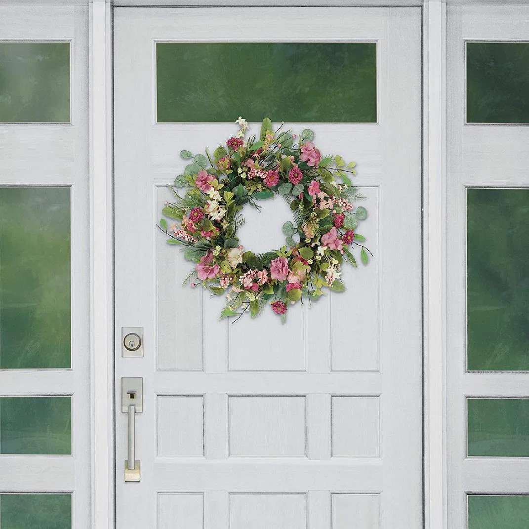 24" Artificial Chrysanthemum And Hydrangea Floral Spring Wreath | Wayfair North America