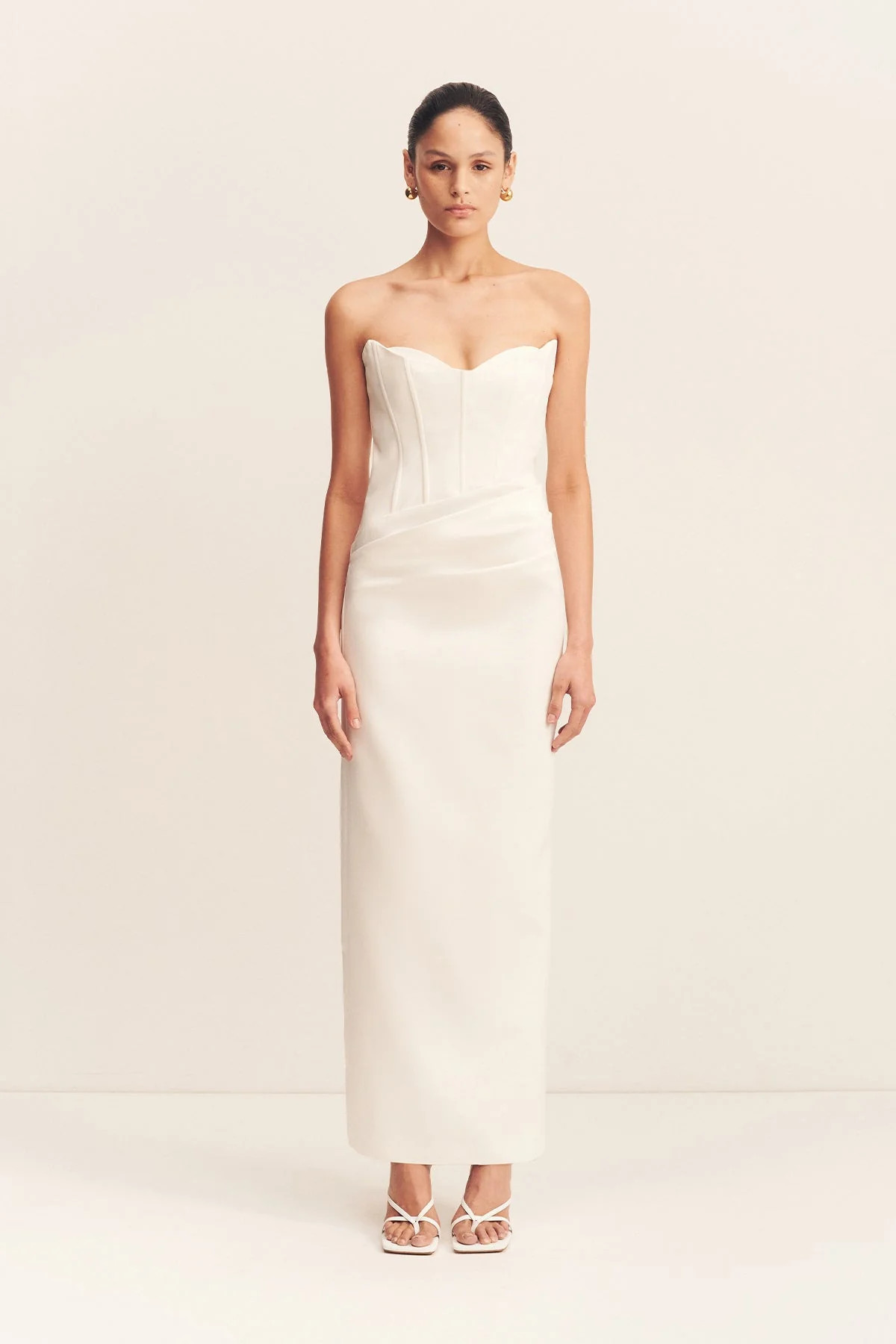 Oakley Strapless Draped Maxi Dress | Ivory | Dresses | Shona Joy | Shona Joy