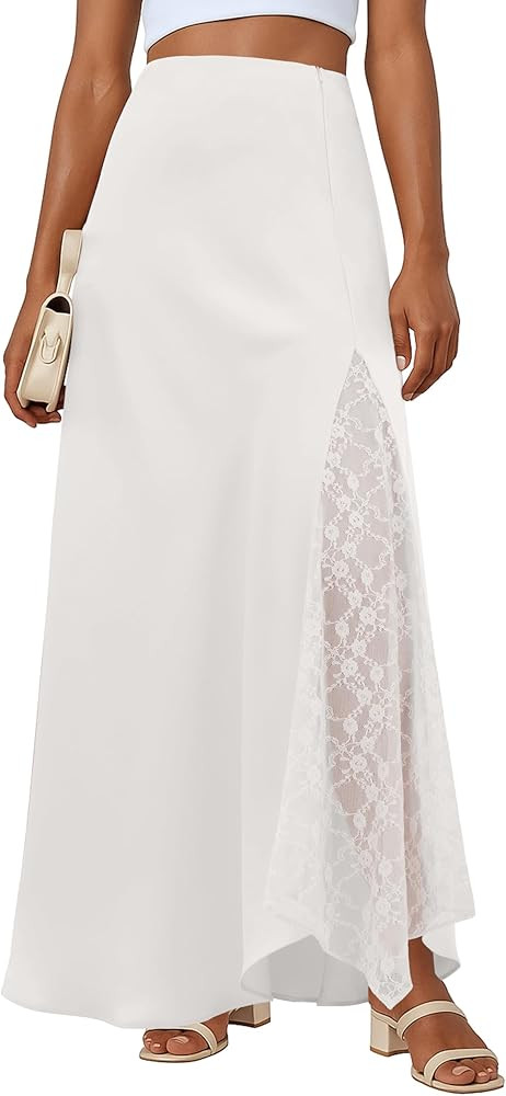 Lepunuo Womens Maxi Skirts Casual Elastic High Waisted Flowy Long Skirts Trendy Cute Skirts | Amazon (US)