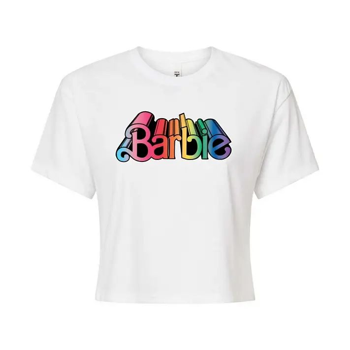 Barbie Pride - Barbie 3D Logo - Juniors Cropped Cotton Blend T-Shirt | Walmart (US)