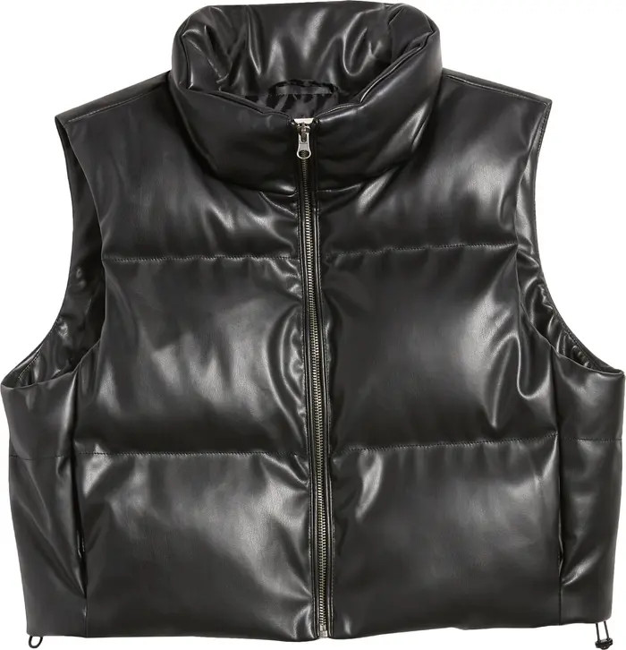 Thread & Supply Faux Leather Crop Puffer Vest | Nordstrom | Nordstrom