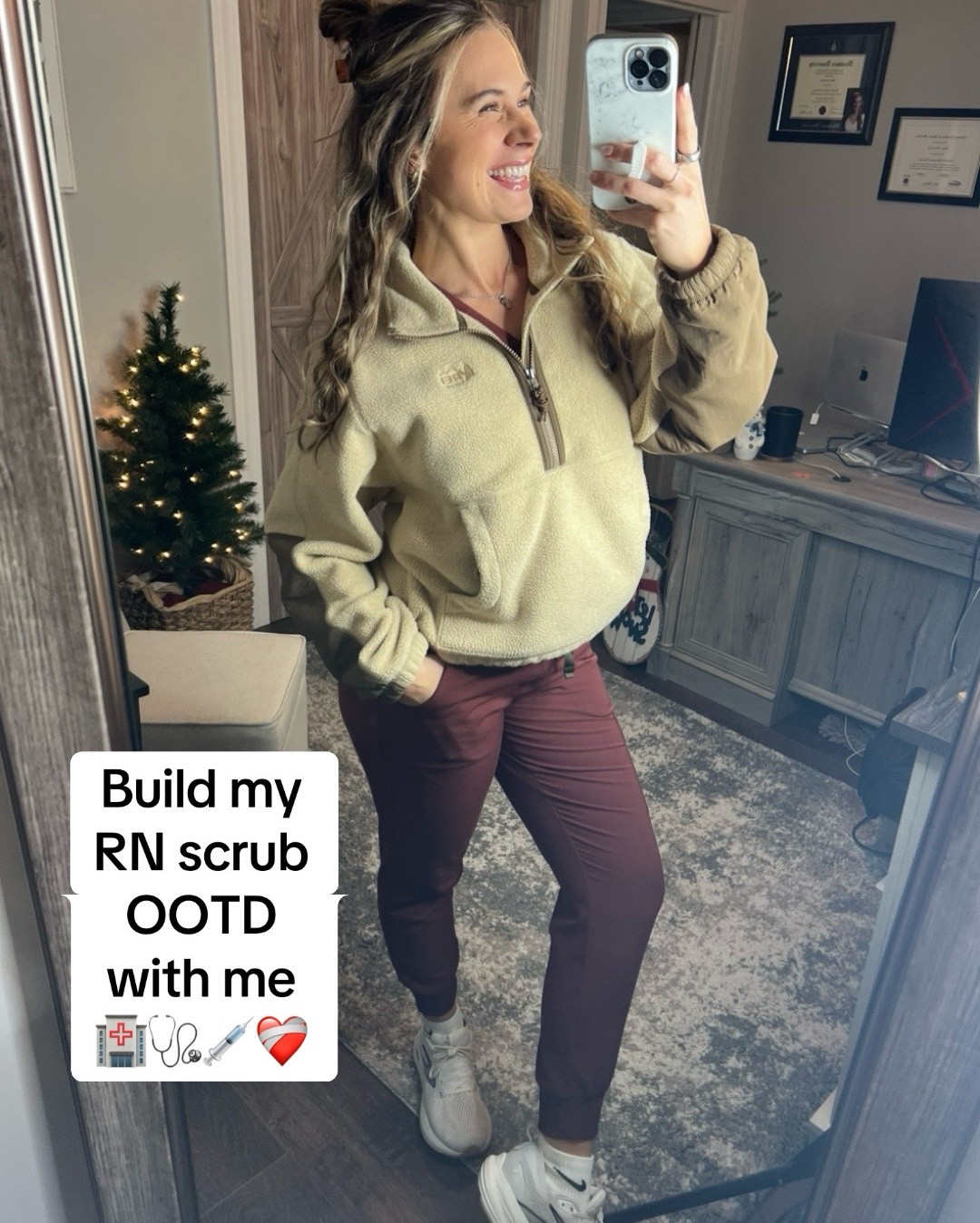 Cute & comfy! 

Figs scrubs:
- Catarina 1 pocket, size small + petite 
- Zamora high waisted pants, size medium + petite 

Fleece pullover:
- REI size medium 

Shoes:
Brooks glycerin - the most comfy for being on your feet all day! 
TTS

My stats:
5’4.5” 
About 145 lbs 

I prefer the ELLO water bottle, because you can refill without unscrewing, and it has a covered lid! 

The lunch bag is insulated, and holds my big Pyrex glass dishes! 

❤️‍🩹❤️‍🩹❤️‍🩹


#LTKWorkwear #LTKgrwm #LTKdayinmylife