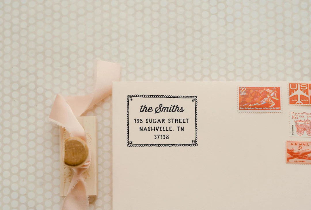 Cute Address Stamp, Return Address Stamp with Scalloped Border and Hearts, Self-Inking Wedding In... | Etsy (US)