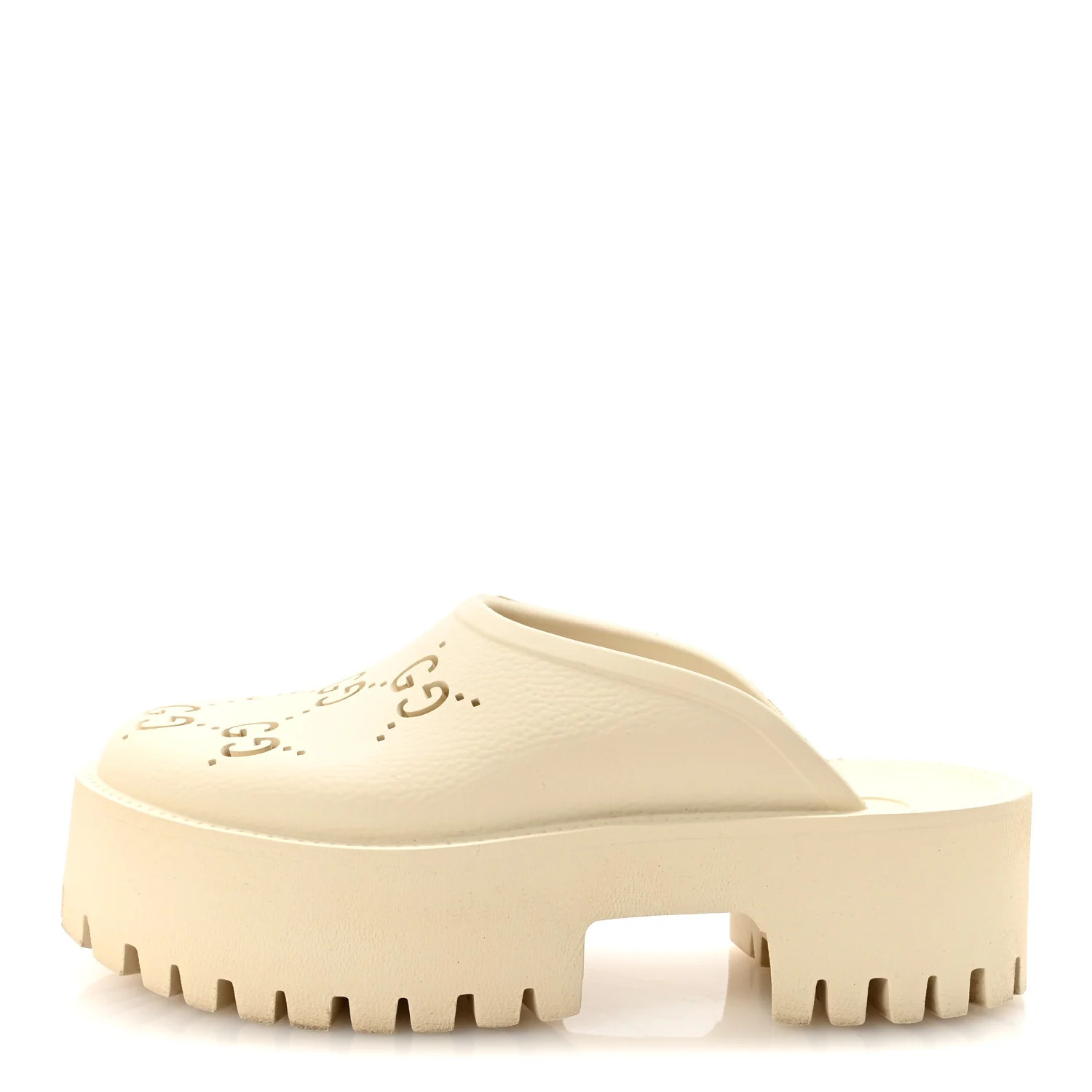 Rubber Monogram GG Go Through Platform Slide Clogs 37 Mystic White | FASHIONPHILE (US)