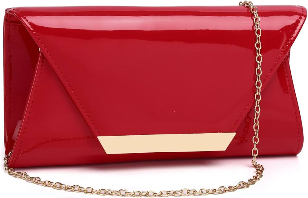 Nude Clutch Purses for Women Red Patent leather Purse Black Patent Leather Envelope Purse for Wed... | Amazon (US)