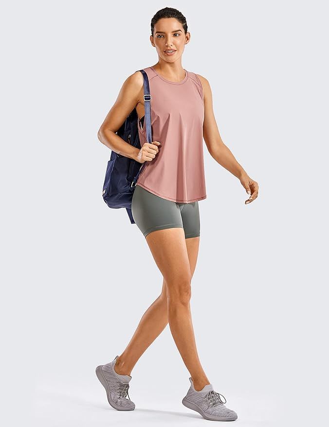 CRZ YOGA Women's Breezy Feeling Mesh Running Tank Tops Workout Gym Shirts Tie Back Yoga Clothes | Amazon (US)