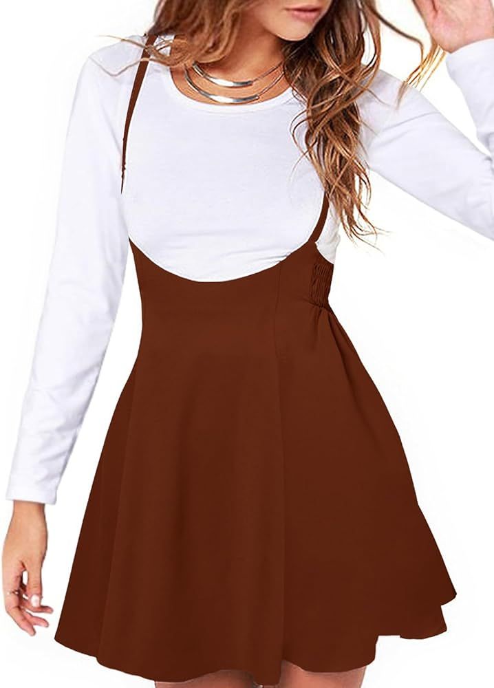 YOINS Women's Suspender Skirts Basic High Waist Versatile Flared Skater Skirt Overall Dress | Amazon (US)