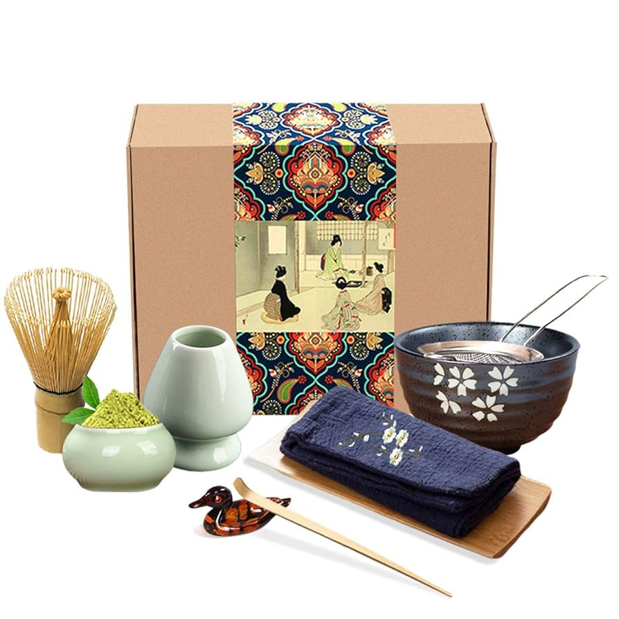 Artcome Traditional Japanese Matcha Tea Set, Matcha Whisk, Traditional Scoop, Matcha Bowl & Caddy... | Amazon (US)