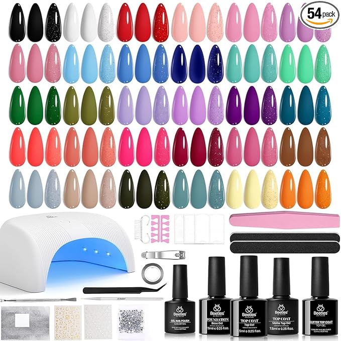 Beetles Gel Nail Polish Kit with U V Light -54 Pcs Gel Nail Kit Four Seasons Glow 32 Colors Set w... | Amazon (US)