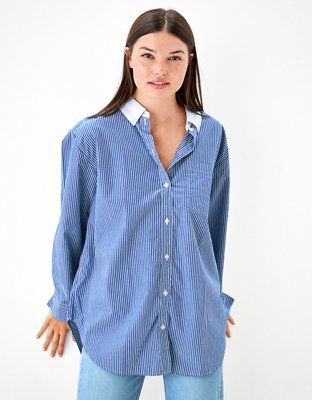 AE Oversized Oxford Button-Up Shirt | American Eagle Outfitters (US & CA)