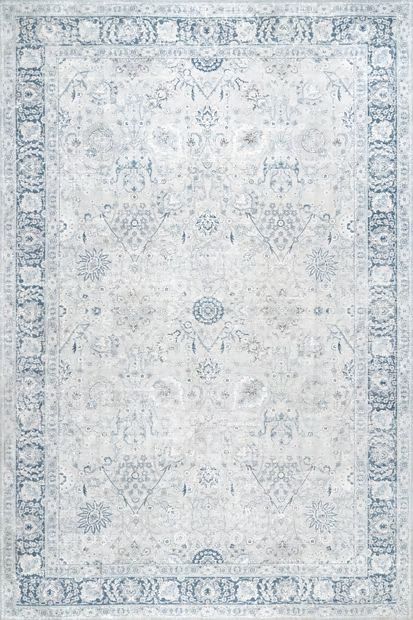 Light Blue Bayberry Vintage Washable Area Rug | Rugs USA