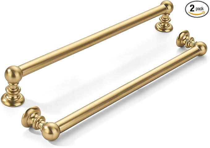 2 Pack 8 inch(203mm) Hole Center Brushed Brass Cabinet Pulls Solid Heavy-Duty Warm Brass Kitchen ... | Amazon (US)