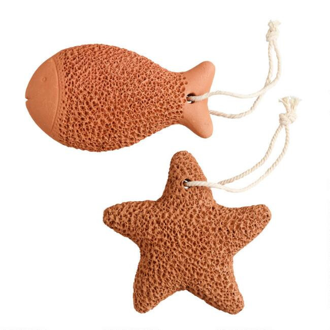 Fish and Starfish Terracotta Foot Scrubbers, Set of 2 | World Market