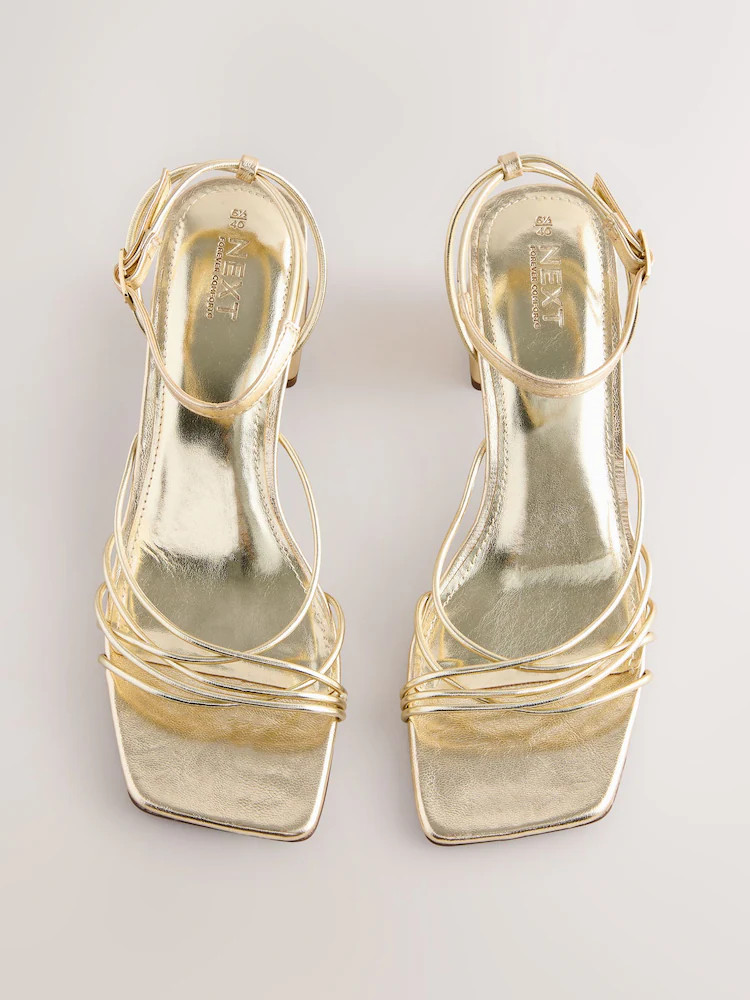 Gold - Forever Comfort\u00ae Strappy Mid Block Sandals | Next EU