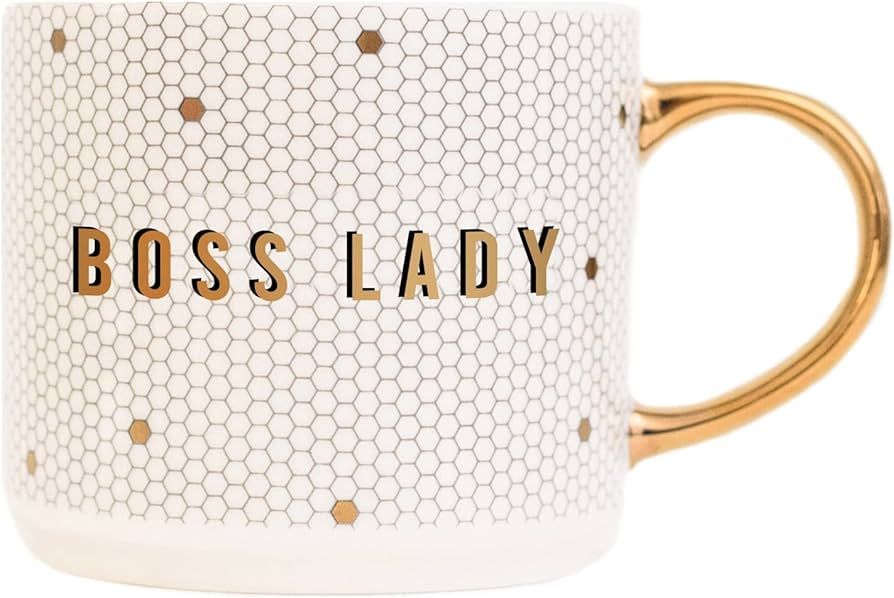 Sweet Water Decor Boss Lady Tile Coffee Mug - Novelty Coffee Mugs - 17oz Gold Handle Coffee Cup -... | Amazon (US)