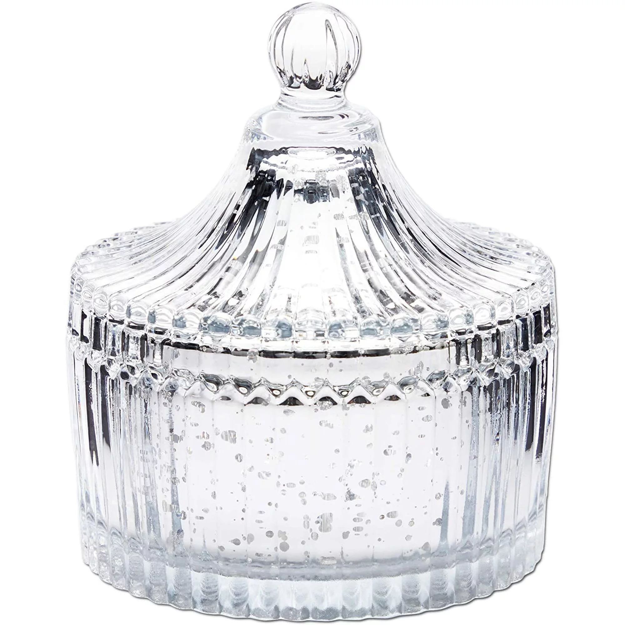 4" Silver Bathroom Mercury Glass Decorative Jar Storage Container Canister with Lid - Walmart.com | Walmart (US)