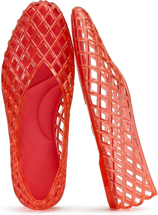 SOVANYOU Jelly Shoes for Women Mesh Ballet Flats Slip On Jelly Sandals | Amazon (US)
