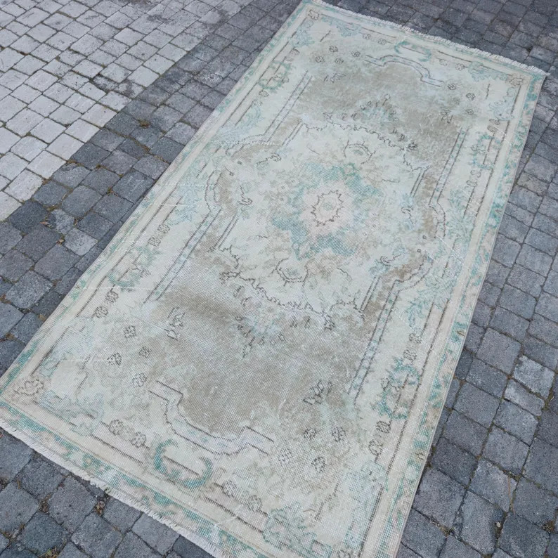 3x6 Vintage Turkish Kitchen Rug: 3.28 X 6.39 Ft, Boho Anatolian Muted Brown Wool Area Rug - Etsy | Etsy (US)